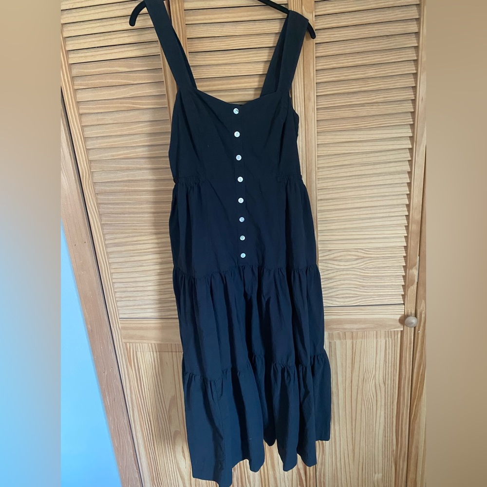 Madewell Button front Tiered black dress
